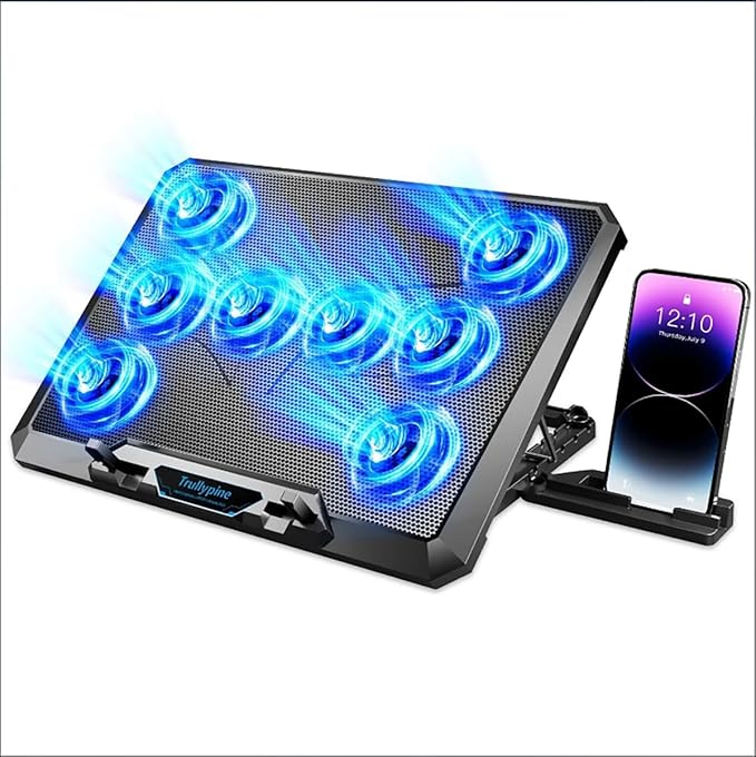 Laptop Cooling pad for Dell Latitude E7250 Gaming laptops Laptop Cooler with 8 Fans Adjustable Speed 5-Level Height Adjustment Mute SilentBuilt-in Phone Stand