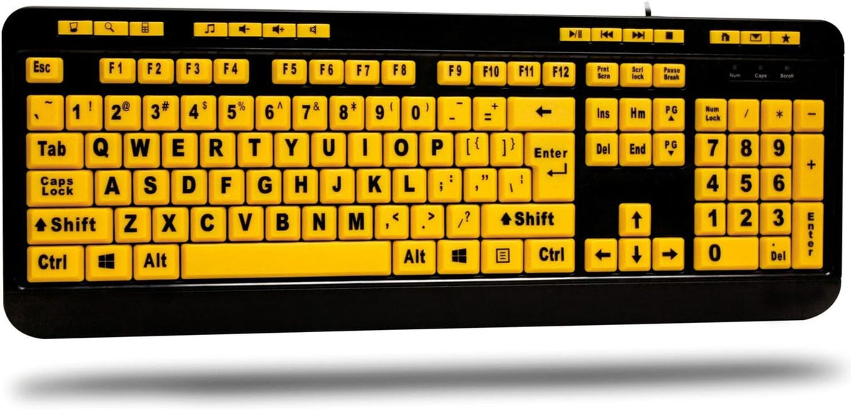 EasyTouch 132 Multimedia Desktop Keyboard, Black - Adesso AKB-132UY, Florescent Yellow