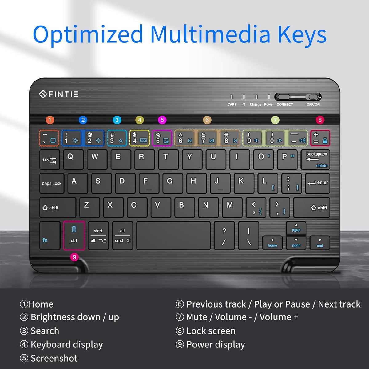 Fintie 7-Inch Ultrathin Wireless Bluetooth Keyboard for iPad, Samsung Tablet, iPhone Smartphone, iOS, Android Tablets