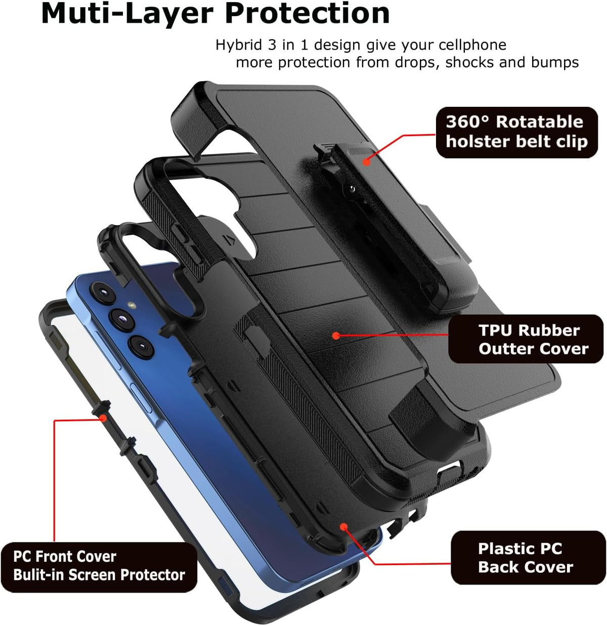 Shop Takfox Galaxy A15 5G Case: Rugged, shockproof, dustproof cover with built-in screen protector & kickstand.