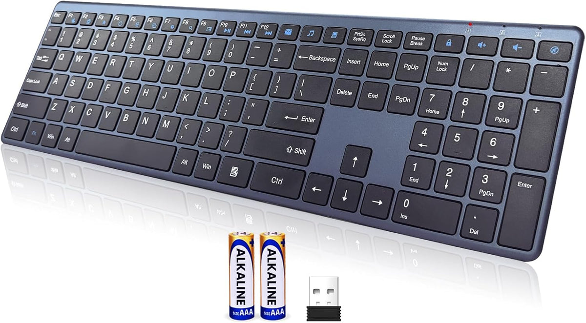 INFINMIND Keyboard-2.4G Keyboard,19 Wireless Ultra Slim Quiet Full Size USB PC Computer Multimedia Keys,Number