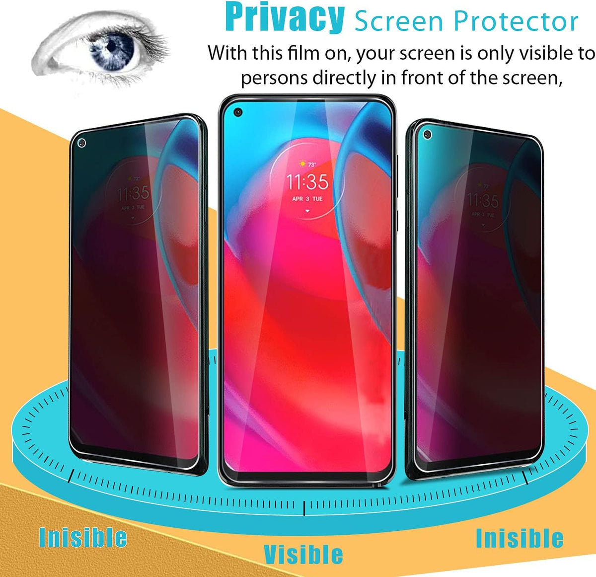 Zeking [2+2 Pack] for Moto G Stylus 5G Privacy Tempered Glass Screen Protector and Camera Lens Protector, Bubble Free