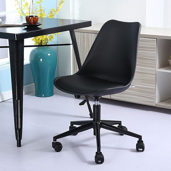Mlaea Apartment Dining Chair Classroom Dormitory Hotel Chair with Rolling Wheels Backrest Computer Racing Gaming Chair 48 * 43 * 86-96CM(Color:#5)