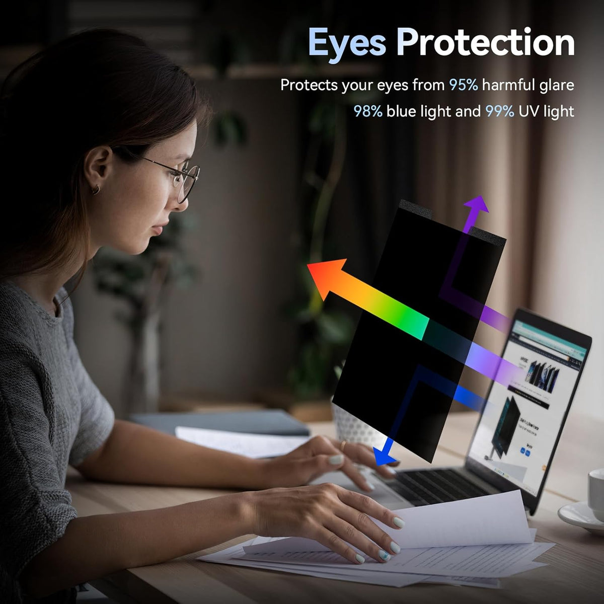 Magnetic 14 Inch Laptop Privacy Screen for 16:10 Computer Monitor, Removable Anti Glare Blue Light Filter Protector, 14 in Privacy Shield Compatible with Lenovo Hp Dell Acer Asus Thinkpad Envy Xps