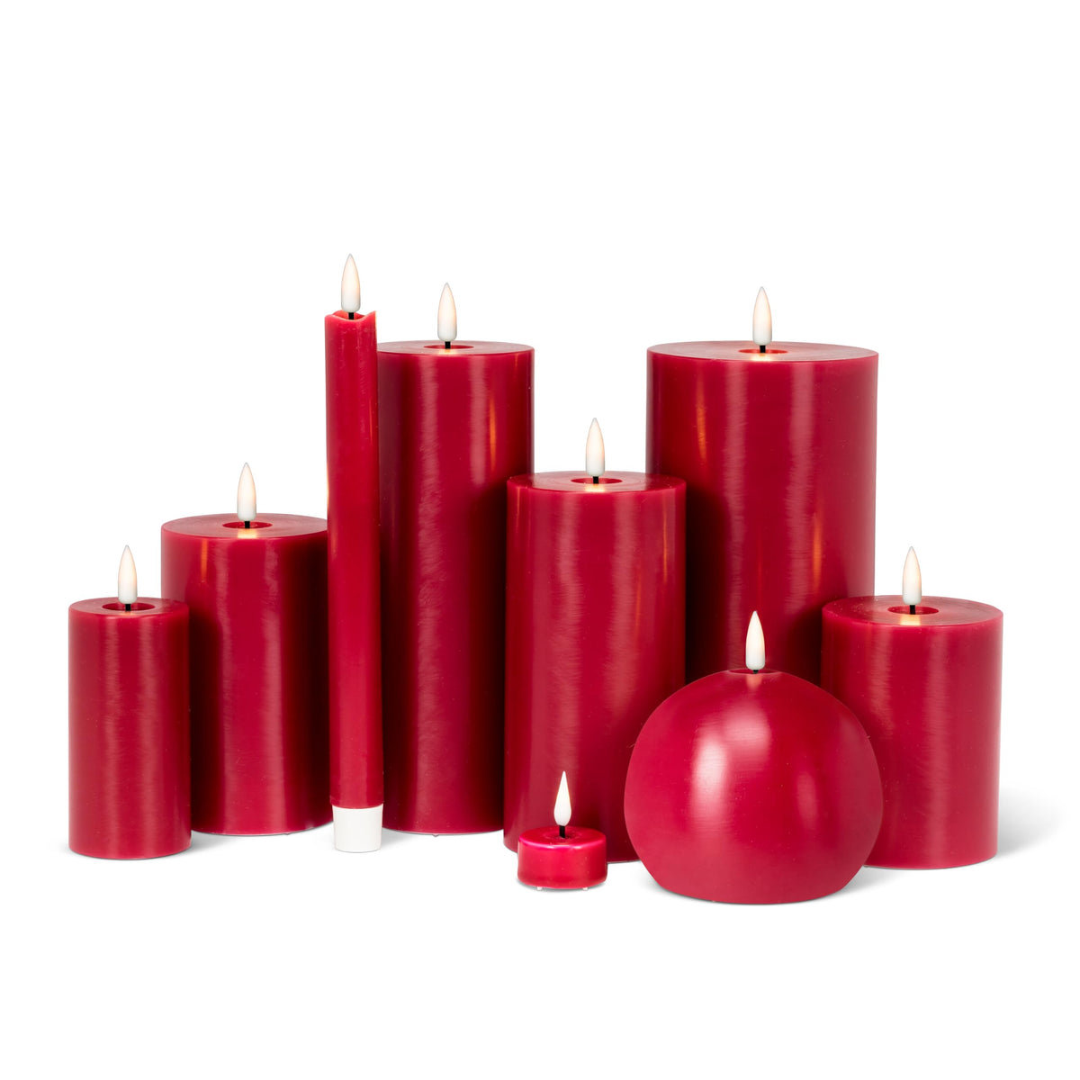 Abbott Collection Wax LED Flameless Ball Candle - Red