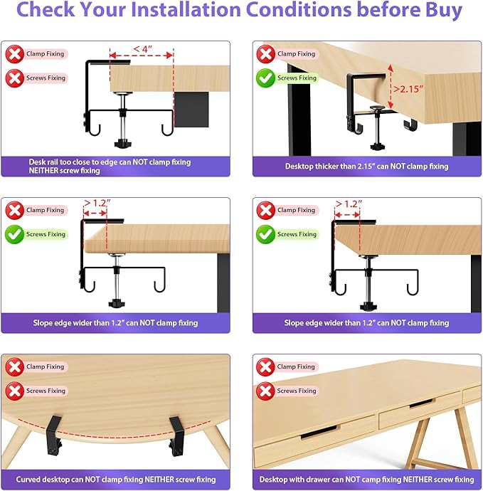 Univivi No Drill Under Desk Cable Management Tray, 28" Cord Organizer for Table, Clamp/Screw Mount Desk Cable Management, Premium Fabric Cable Management Tray for Office, Home