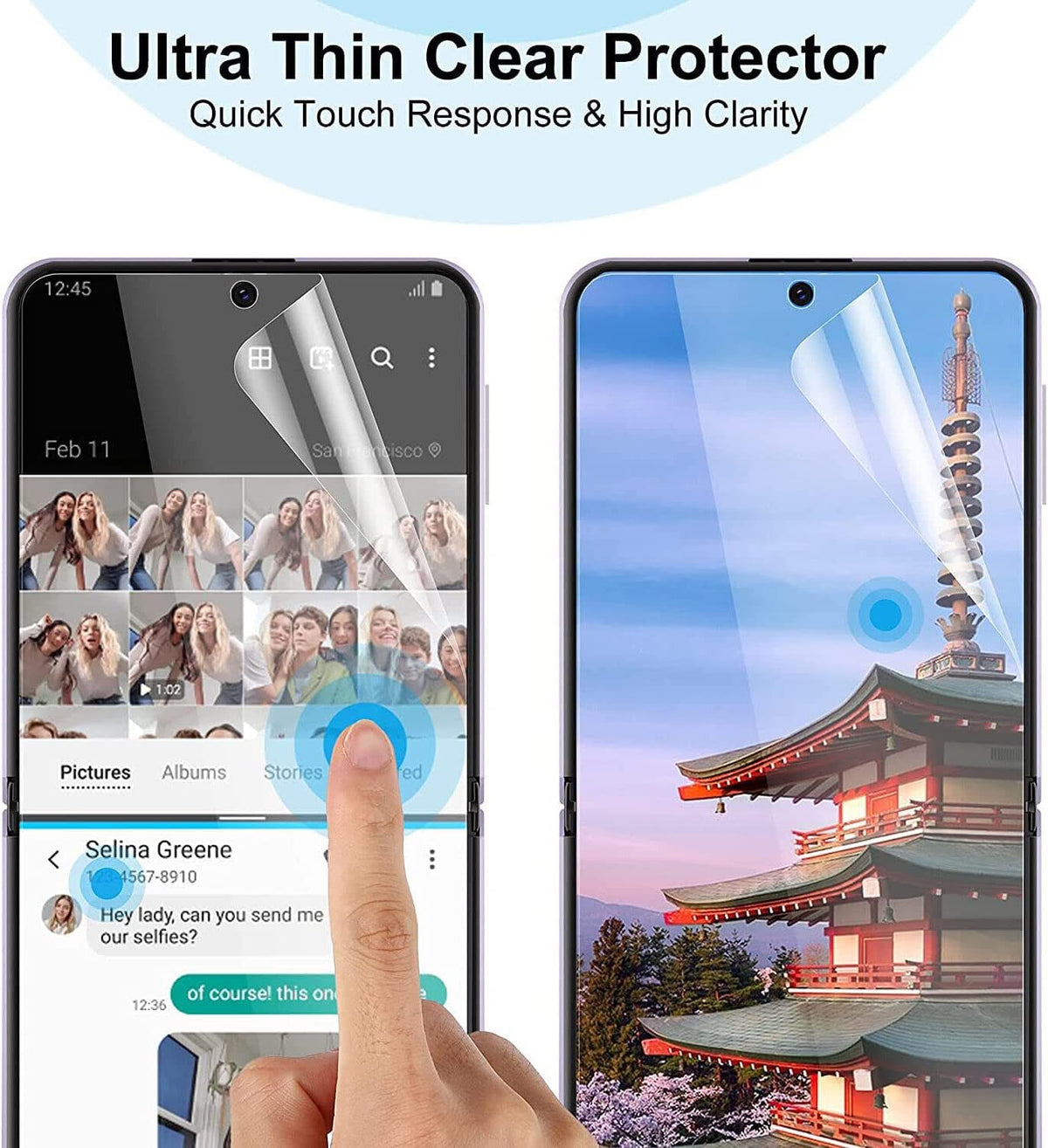 [2Pack Soft Hydrogel Screen Protector for Samsung Galaxy Z Flip 4 / Z Flip4 5G, Upgraded Flexible TPU Film