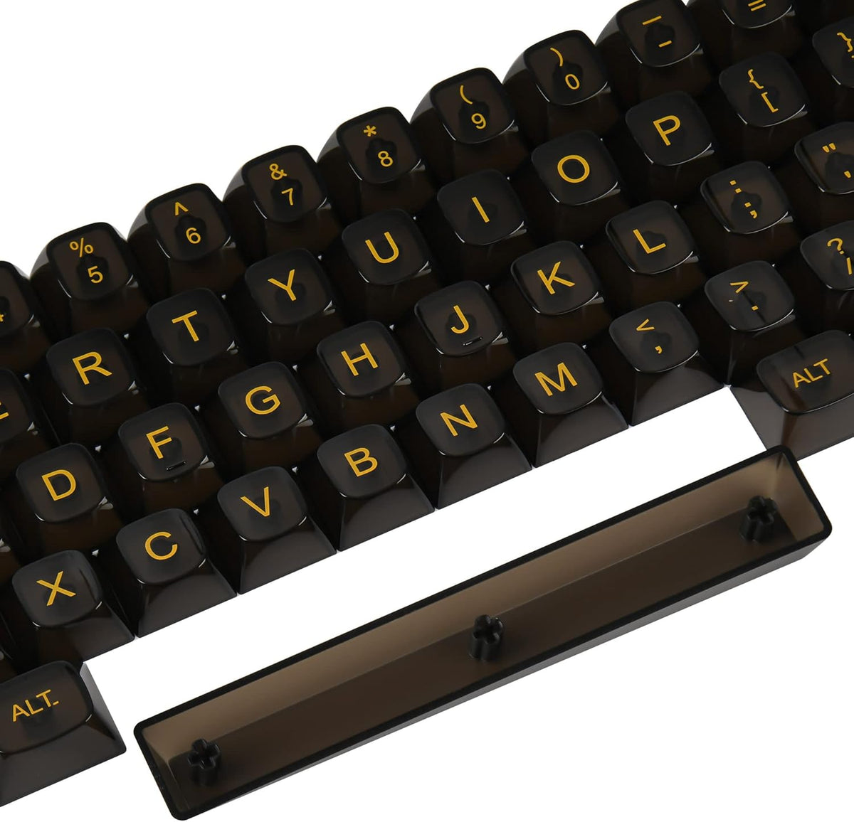 Fogruaden 61 Keys Black Clear Keycap Set, OSA Profile Transparent PC Material Keycaps, Compatible with 61 Key Cherry