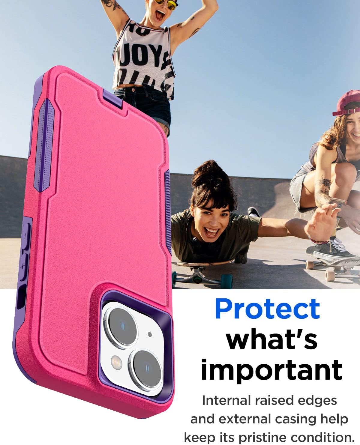 AICase iPhone 14 Heavy Duty Case with Glass Screen Protector, Rugged Shockproof Full Body Protection, 6.1" Durable Cover
