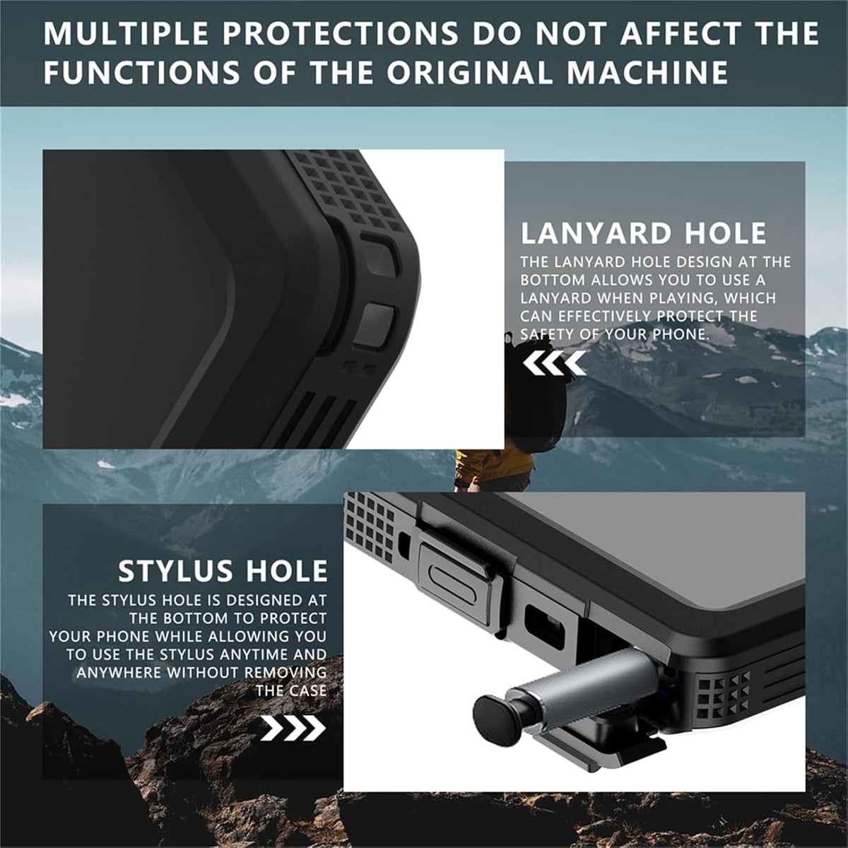 Designed for Galaxy S24 Ultra Case Black, Compatible with Magsafe, Built-in Screen Protector, IP68 Underwater