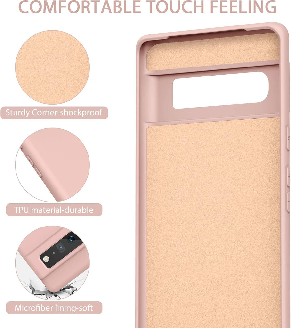 Amzpas TPU Case for Google Pixel 6 Pro, Durable Shockproof Phone Cover, Soft Anti-Scratch for Women Men