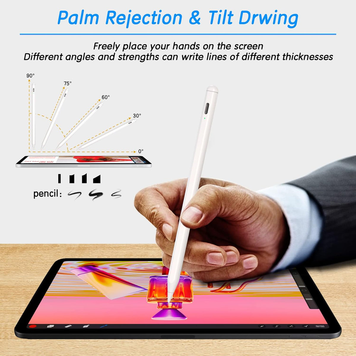 iPad Pencil 2nd Generation, Smart Stylus Pen Compatible with 2023 Apple iPad, White