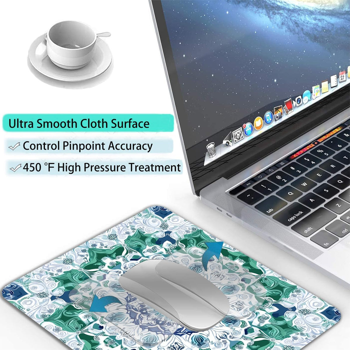 Aesthetic Mandala Pattern Custom Mouse Pad with Non-Slip Rubber, Small Square Design for Wireless Laptop & Computer Mouse Pads for Desk, 9.5 x 7.9 inch Smooth Surface for Gaming & Office