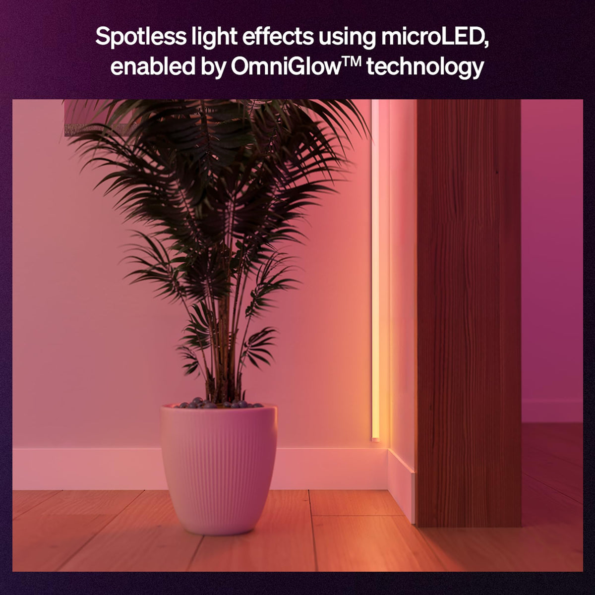 Philips Hue OmniGlow 9.8-Foot Micro LED Strip Light, 2700 lm, Vibrant Color and Ambiance, Flexible Indoor Lighting, Uniform Light, Cuttable, App