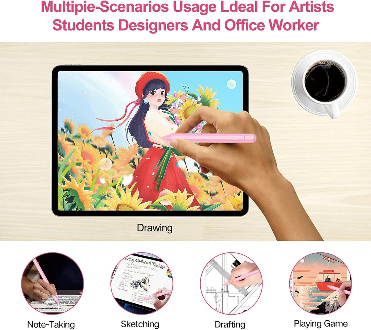 Stylus Pen for iPad 2018-2025 with Palm Rejection, Apple Pencil for Pad11th/10th/9th/8th/7th/6th Gen, iPad Pro 11/12.9 inch, New iPad Air 2025 11&13-inch(M3/2) /5th/4th/3th Gen, iPad mini 6th/5th