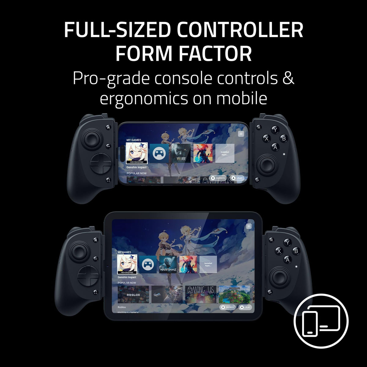 Razer Kishi V3 Pro Gaming Controller for iPhone 15, 16, 17 Series, Android & iPad mini up to 8": Full Sized TMR Thumbsticks - Back Buttons - PC Remote