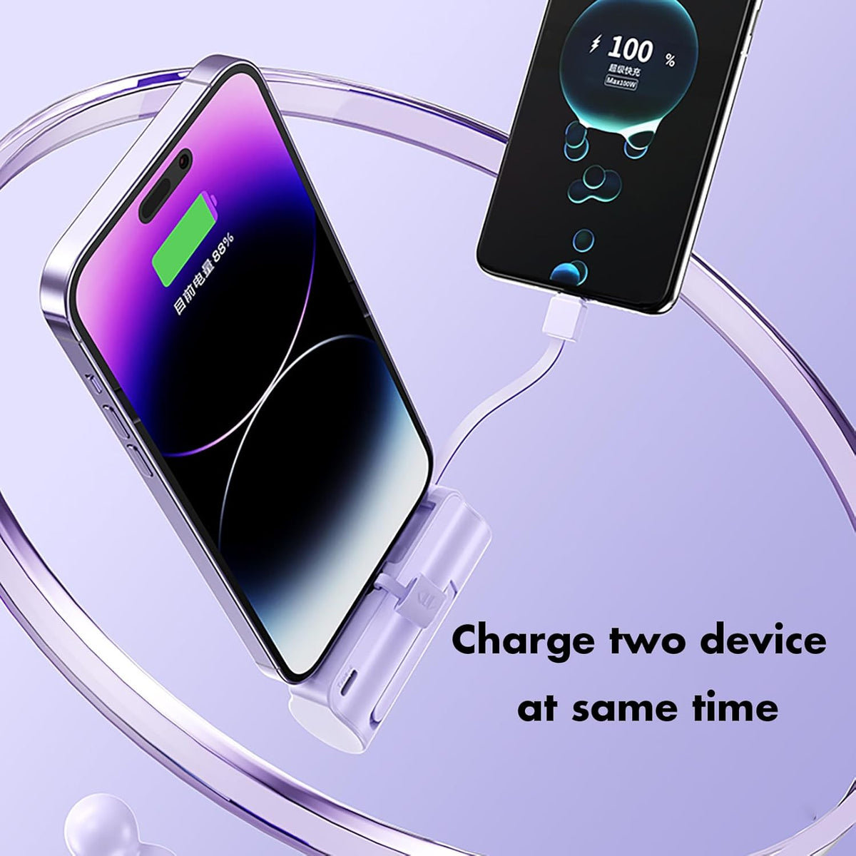 Mini Power Bank, 5500mAh Capsule Power Phone Charger with Dual USB-C Ports for iPhone 15/15 Pro Max, Android