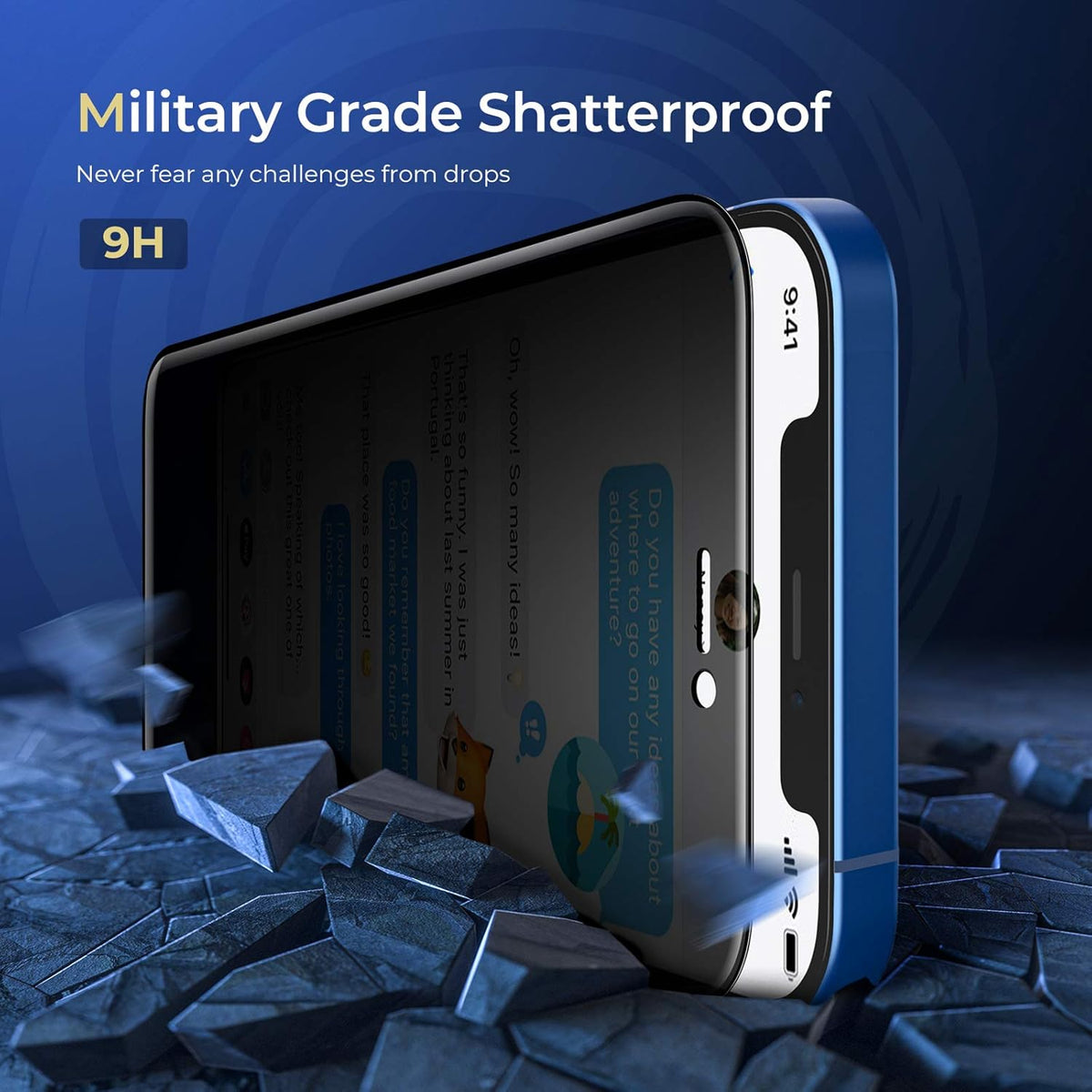 ORIbox Privacy Glass Screen Protector for iPhone 12 Pro Max, 2 Packs Anti-Scratch Anti-Spy Tempered Glass