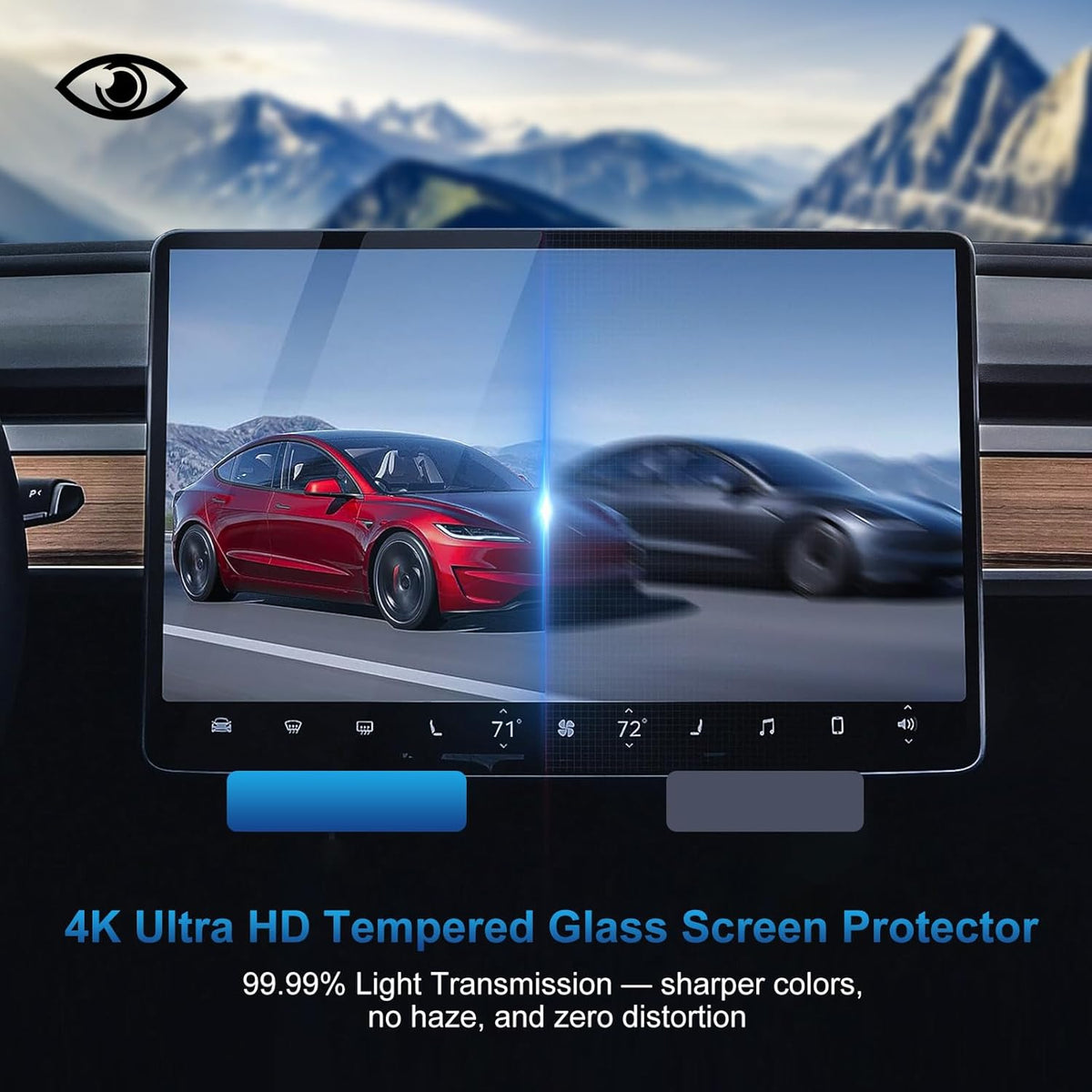 Tempered Glass Screen Protector Fits for Tesla Model 3 Highland 2024 2025&Model Y Juniper 2025, Center Control Navigation Touch Screen, Car Screen Protector Accessories 9H Anti-Glare Anti-Fingerprint