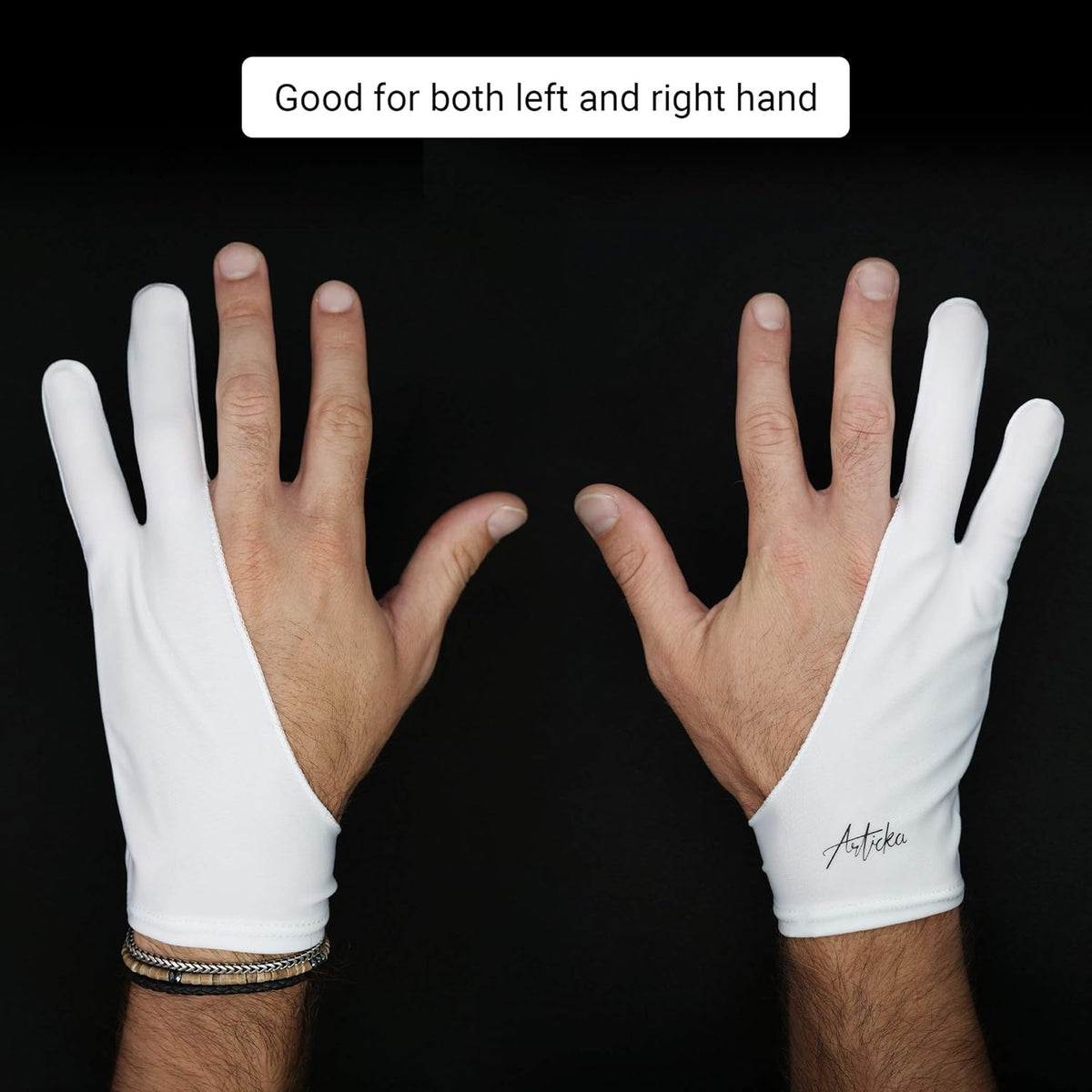 Articka Artist Glove for Drawing Tablet, iPad (Smudge Guard, Two-Finger, Reduces Friction, Elastic Lycra)