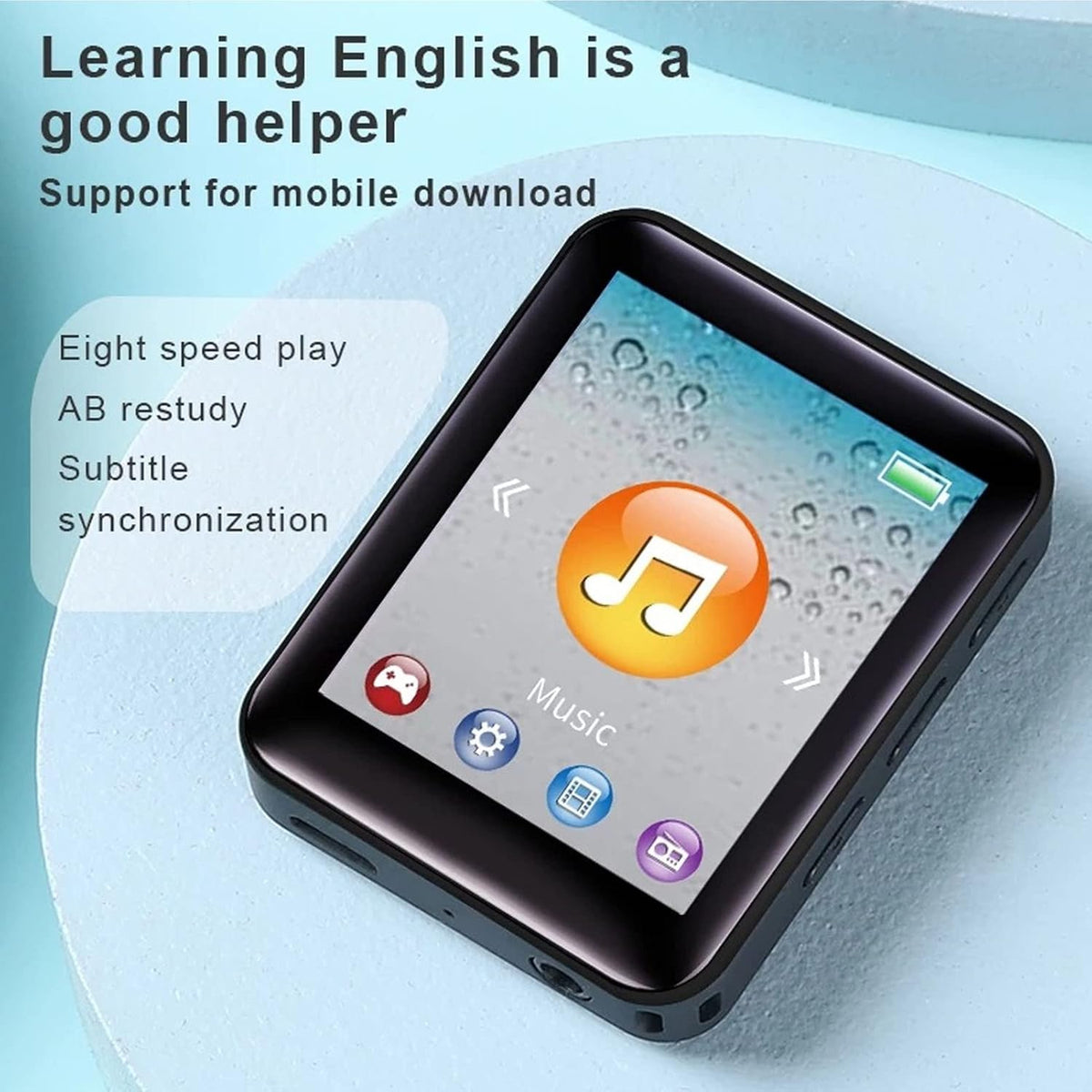 MP3 Player Bluetooth 5.0, Mini Portable Music Player with FM Radio, Video, Recorder, Ebook Reader, 64GB Support