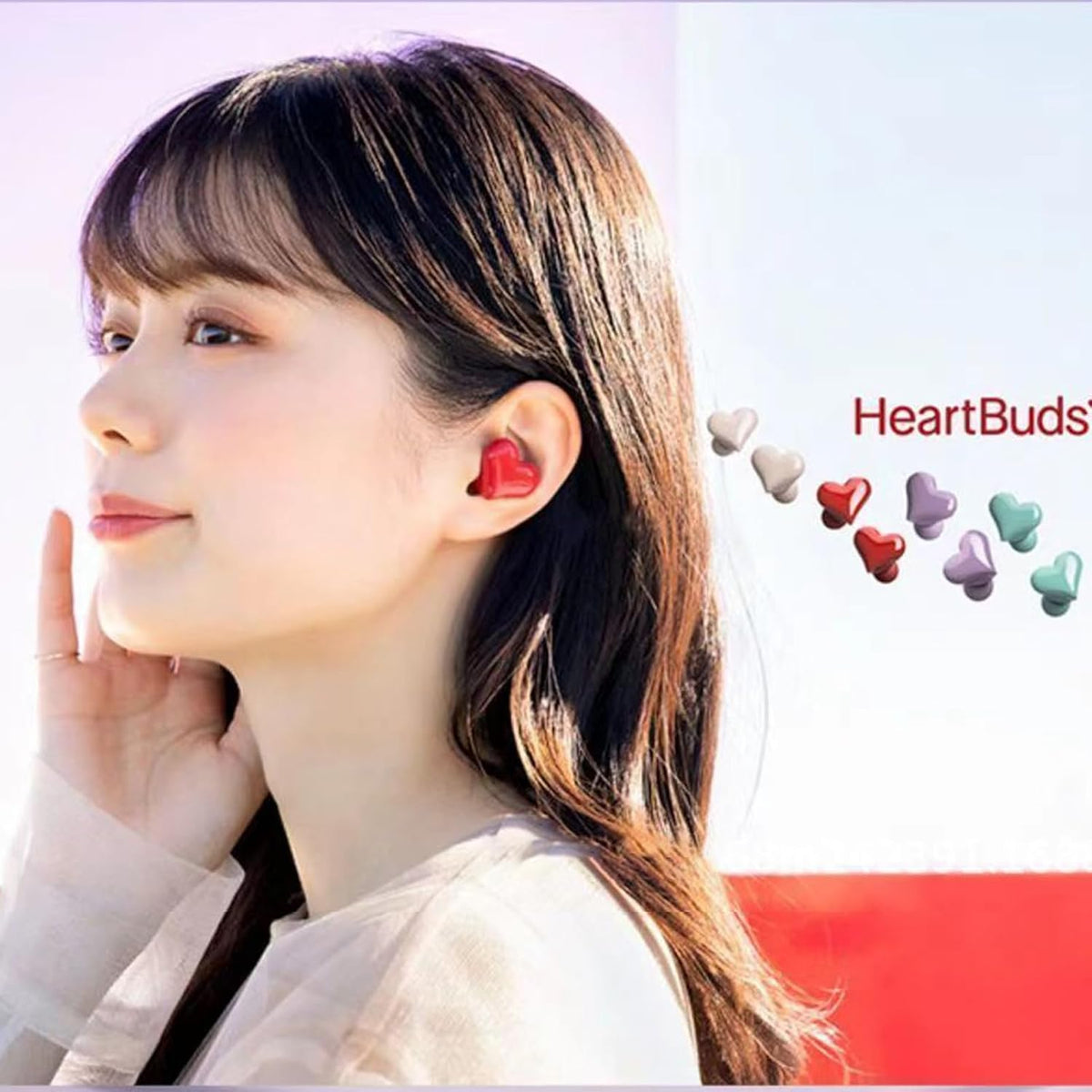 Dpofirs Wireless Earbuds, Heart Shaped Noise Canceling Stereo Bluetooth Earphones, Includes Charging Case