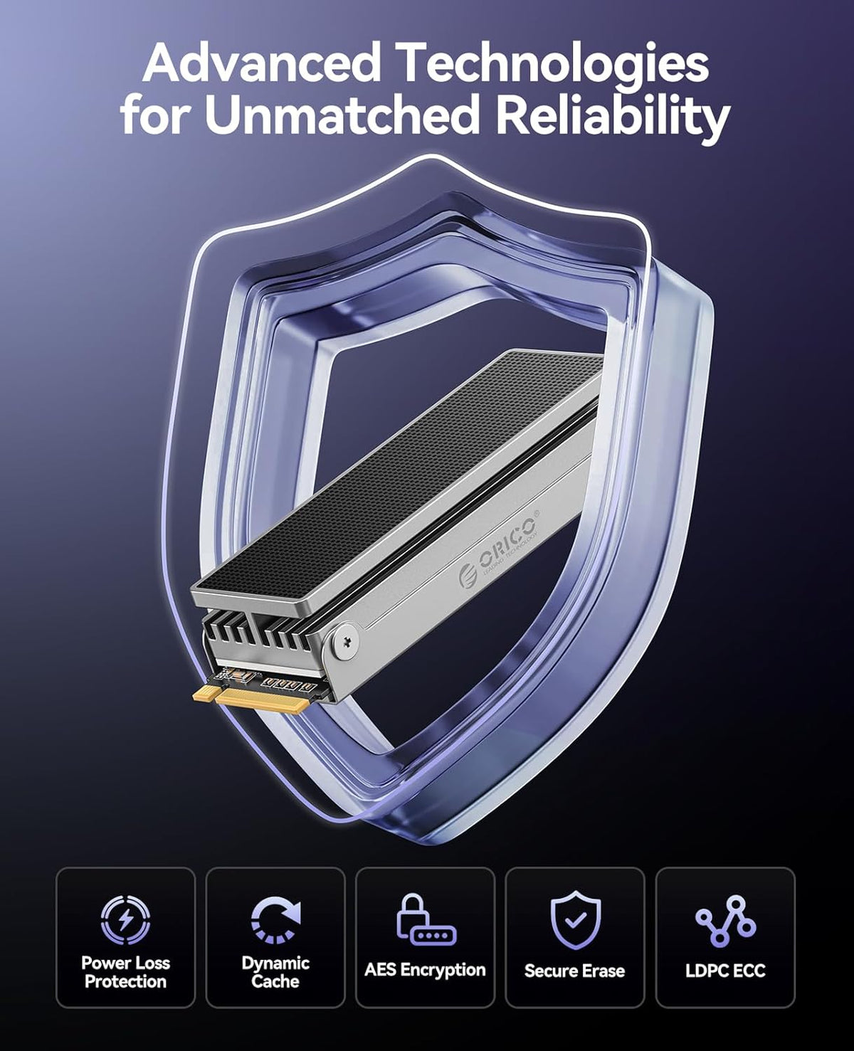 ORICO OSC 1TB M.2 NVMe SSD for Desktop PC, PCIe 4.0 Internal SSD with 7450MB/s Read, TLC NAND, Pre-Installed Pro-Grade Finned Heatsink, Innovative IceArmor Cooling, M.2 2280 Drive