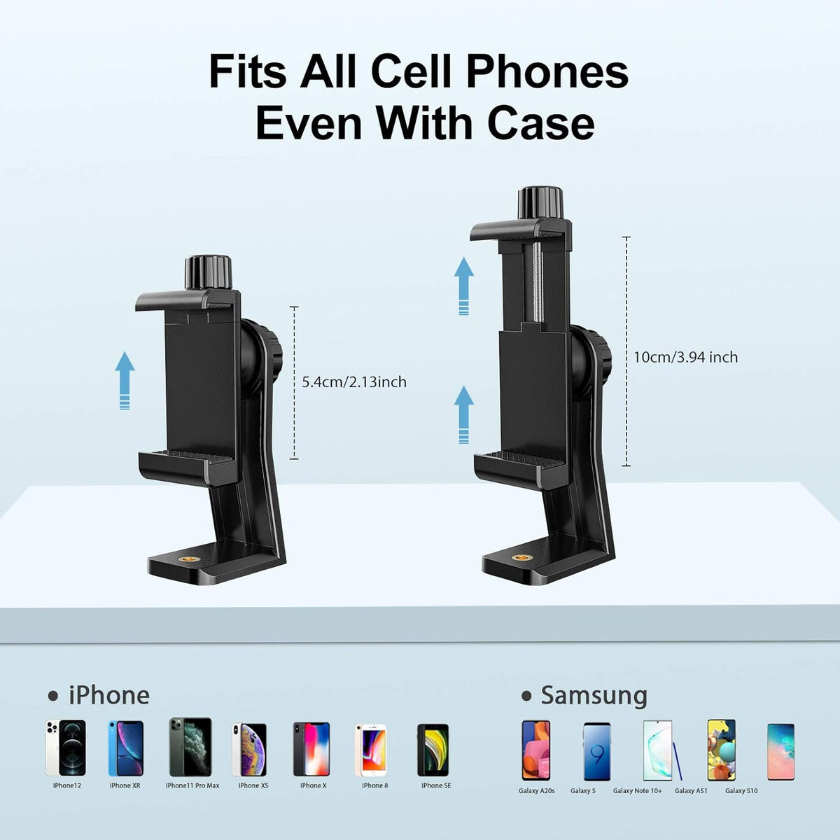 6amLifestyle Cell Phone Tripod Mount Adapter with 360° Rotatable Ball Head for Universal Smartphone Holder