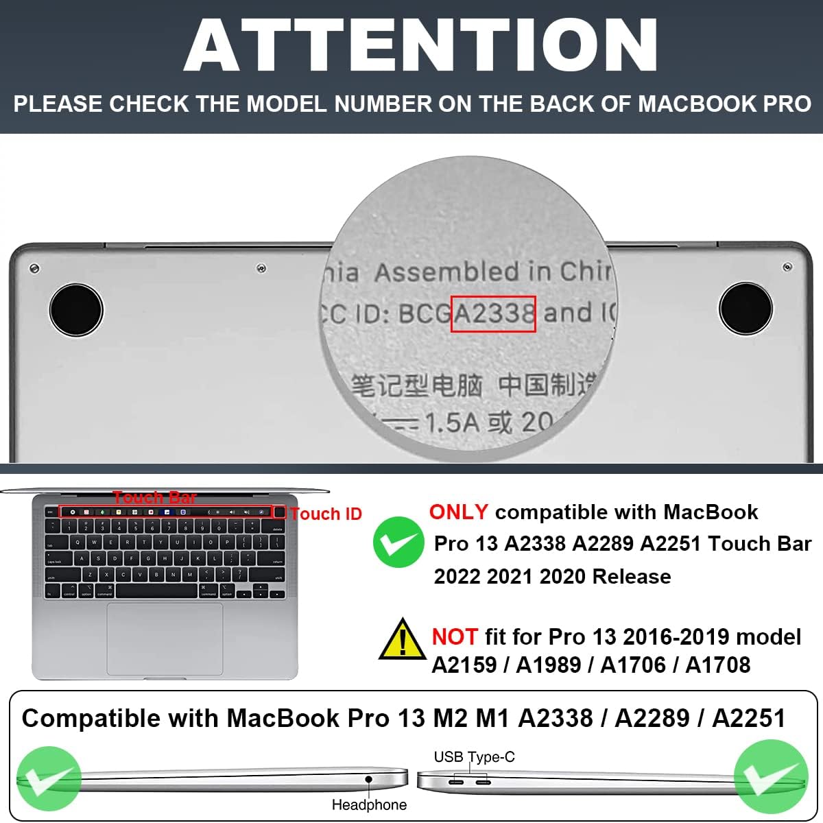 for MacBook Pro 13 inch Case 2022 2021 2020 Release A2338 M2 M1 A2289 A2251, Printed Pattern Plastic Hard Shell Cover for MacBook Pro 13.3-inch Touch Bar Fits Touch ID, Meadow Wildflower