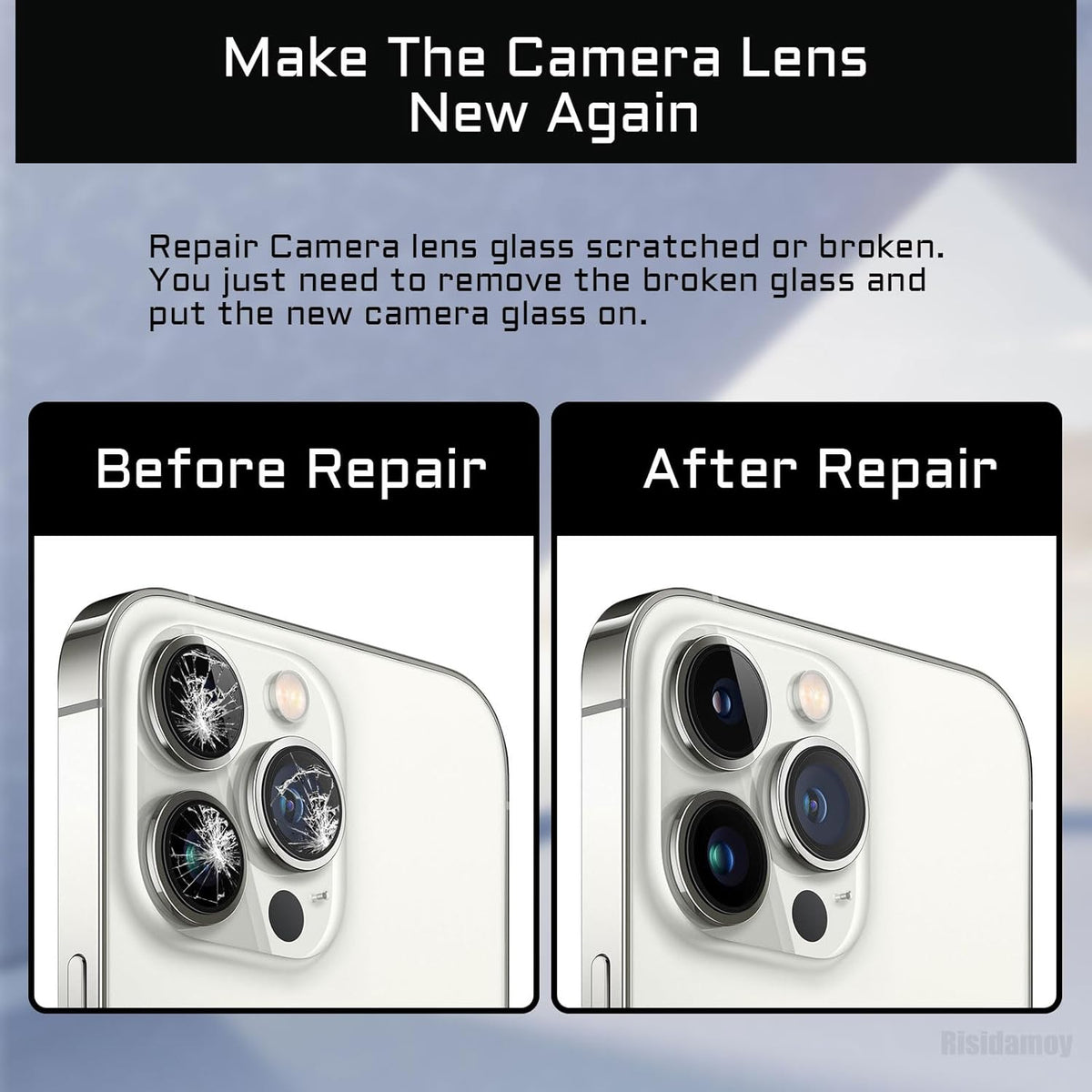 OEM Rear Camera Lens Replacement for iPhone 12 Pro with Dual-Sided Adhesive, Fix Tool Repair Kit