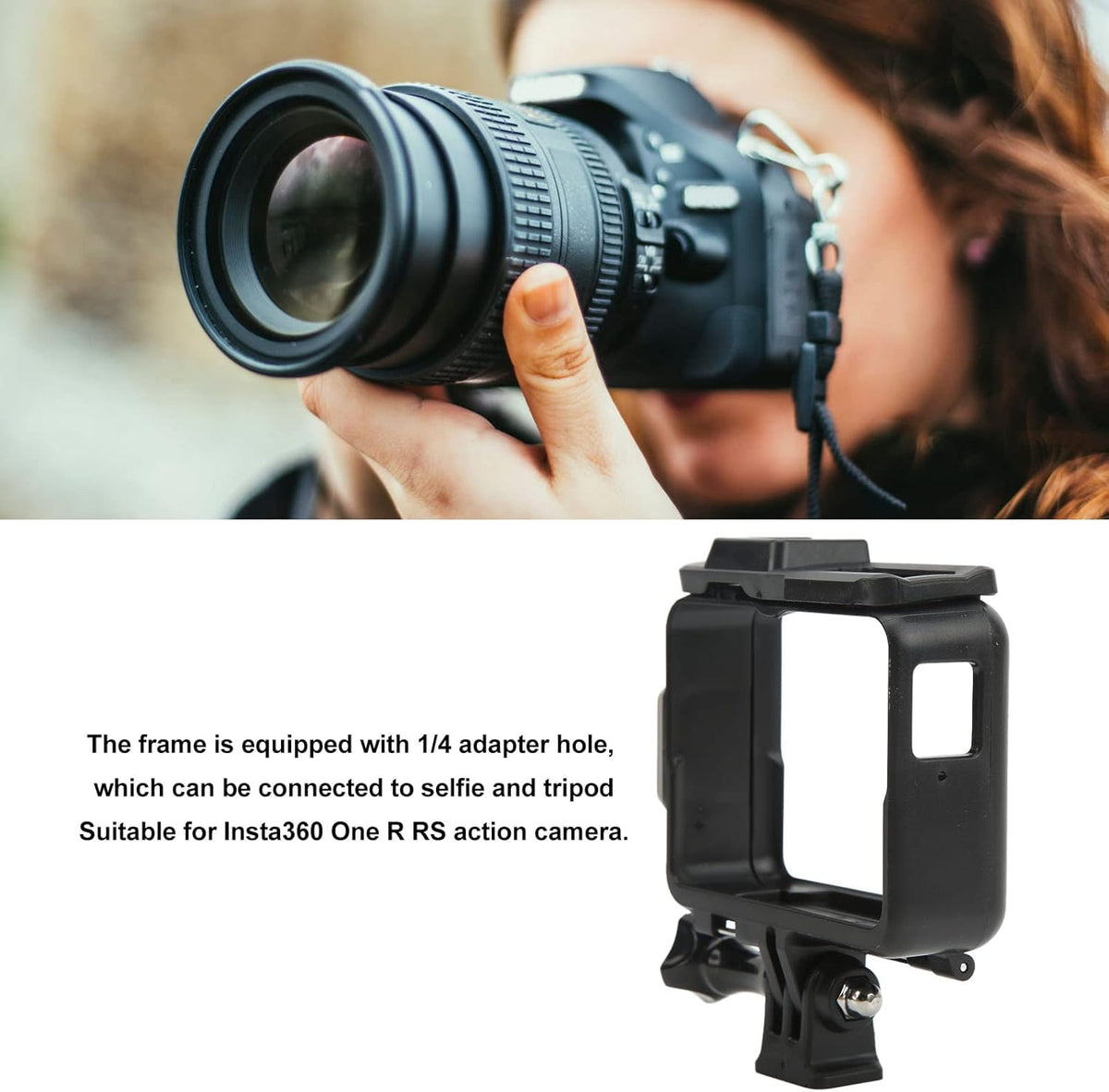 Fydun ABS Action Camera Housing Frame Case for Insta360 One R RS with Cold Shoe Bracket Accessories