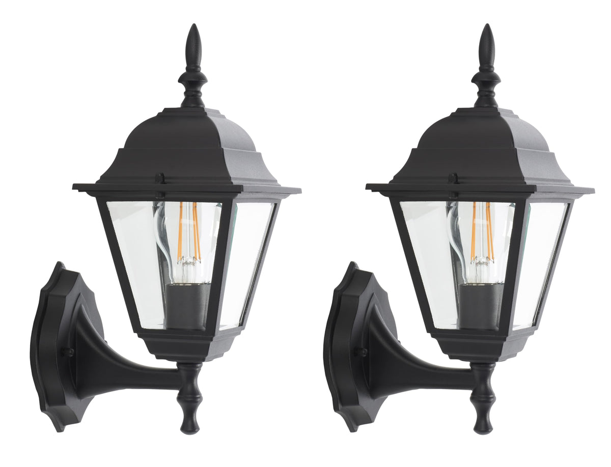SAFAVIEH Lighting Collection Rhion Black Outdoor Wall Sconce Set of 2 Light Fixture (LED Bulbs Included)