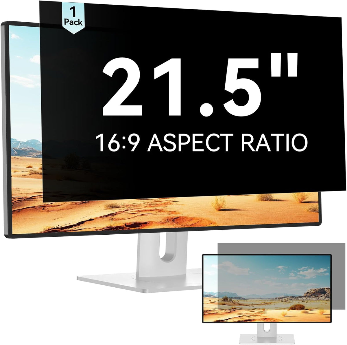 Mamol 21.5 Inch Computer Privacy Screen - Removable Anti Blue Light Glare Filter, Anti-Scratch Protective Film