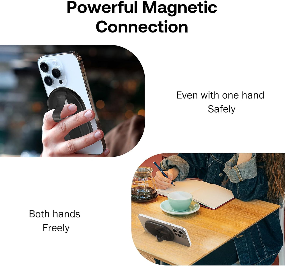 AUROX for MagSafe Phone Grip with Finger Strap, Magnetic Phone Grip Holder, Compatible with MagSafe Accessories for