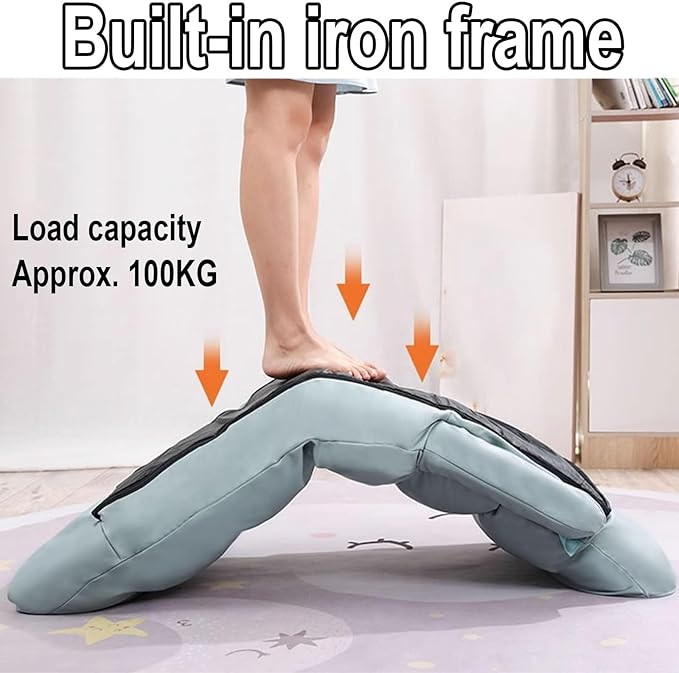Gaming Chair Floor Cheap Iron Frame Support and Linen Fabric Fold Out Chair Bed Can Bear About 100KG Multiple Parts Can Be Adjusted with Armrests and Pillow(Rose)