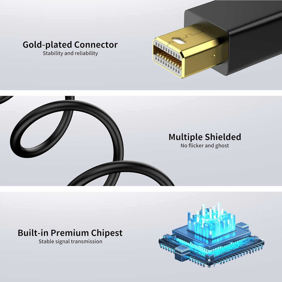 Mini Displayport to Displayport Adapter, 4K@60Hz, Compatible for Thunderbolt 2, MacBook Pro, Air, Mini, Surface Pro