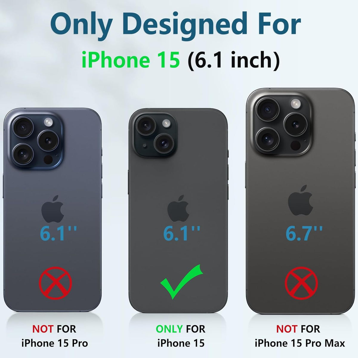 FNTCASE iPhone 15 Heavy Duty Phone Case: Military Grade, Dropproof, Kickstand, Textured Bumper, Rugged Protector (Blue)