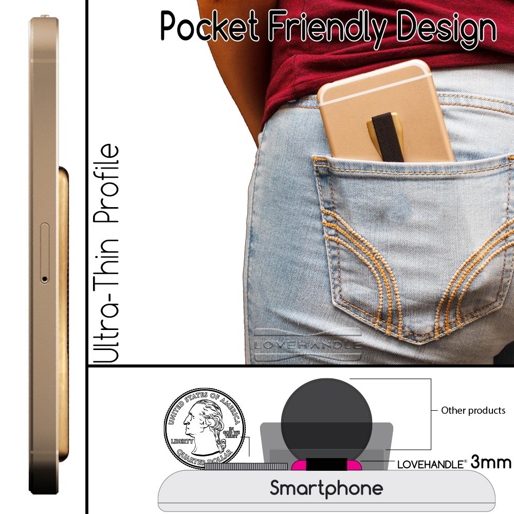 LOVEHANDLE Universal Phone Grip for Most Smartphones, Mini Tablets and Cases, Pineapple Flower Field Design Elastic Strap with Gold and Light Blue