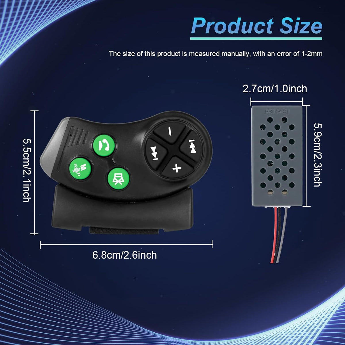Hikity Universal Wireless Bluetooth Steering Wheel Controller for Car Stereo, Hands-Free Call/Music/Video, Easy