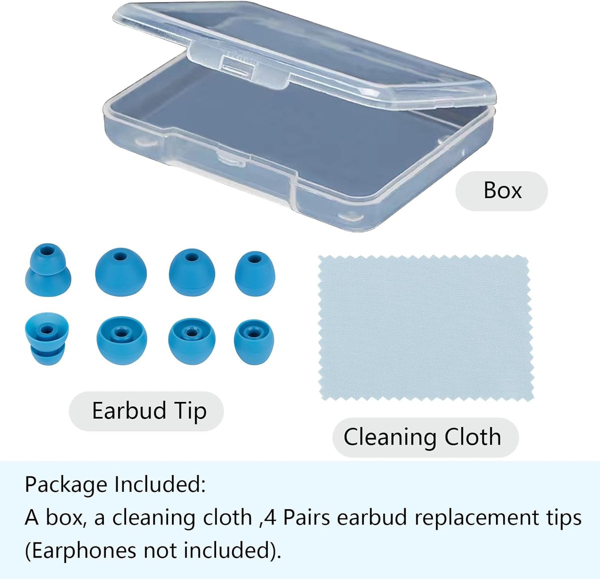 Earbud Replacement Tips - Silicone Tips Compatible with Powerbeats Pro and Beats Wireless Earphones (4 Pairs Blue)