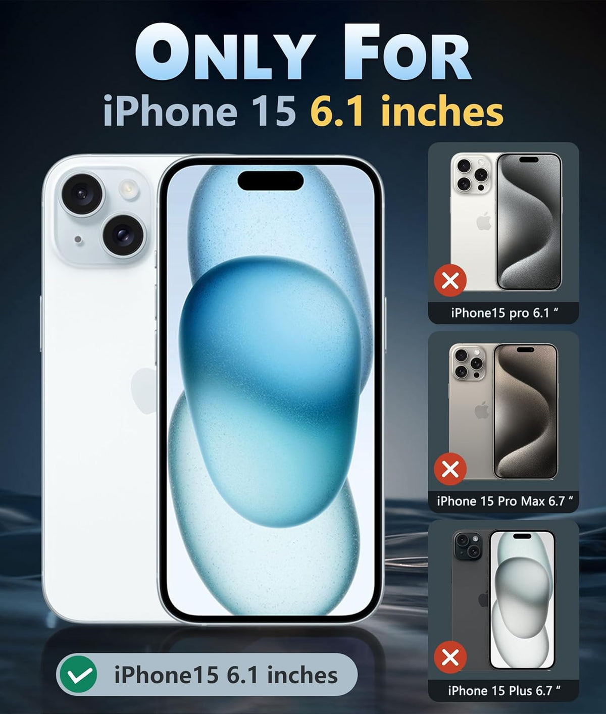 FNTCASE Clear Slim Shockproof iPhone 15 Case: Tough 5G Protection, Anti-Yellowing, Scratch & Drop Proof, 6.1 inch.