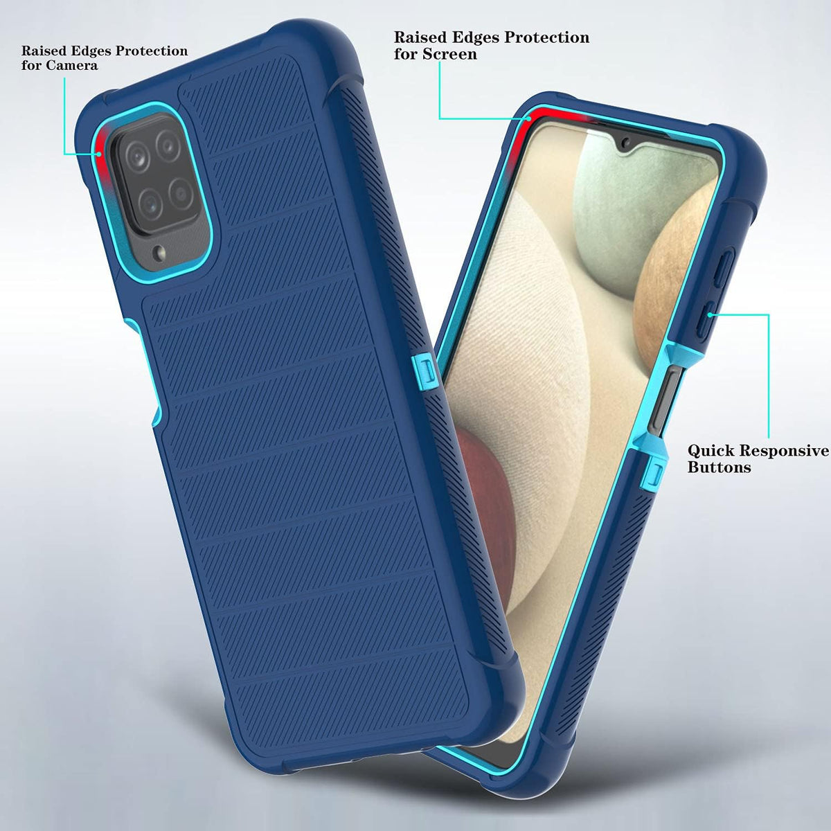 Samsung A12 Case with TPU Screen Protector, [Holster Series] Full Body Heavy Duty Protective Cover with Kickstand