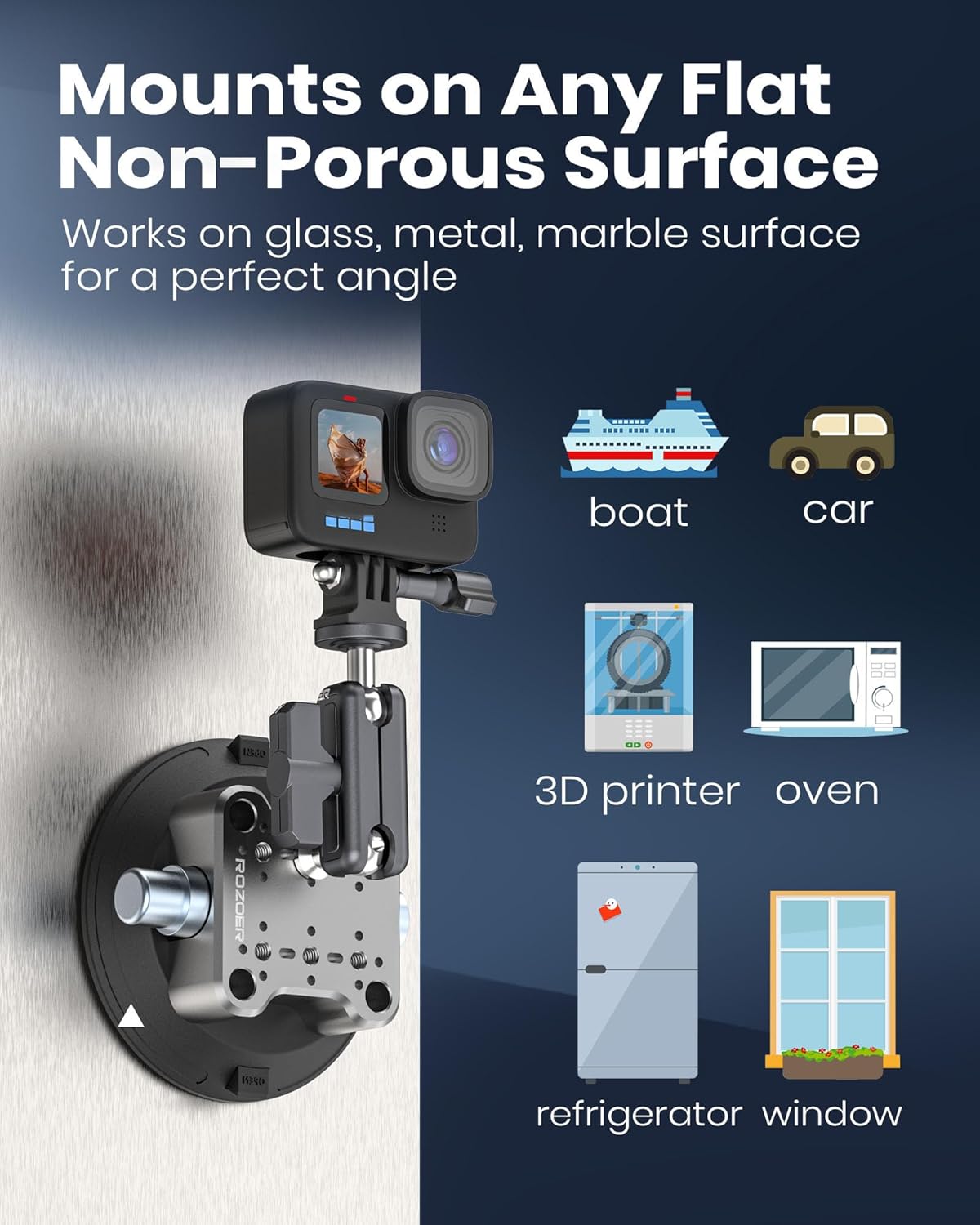 4.5" Suction Cup Camera Mount Universal Car Mount for Osmo 360 Camera, Phones, for Go-pro, for Insta360 Action Cams with 3.84" Magic Arm