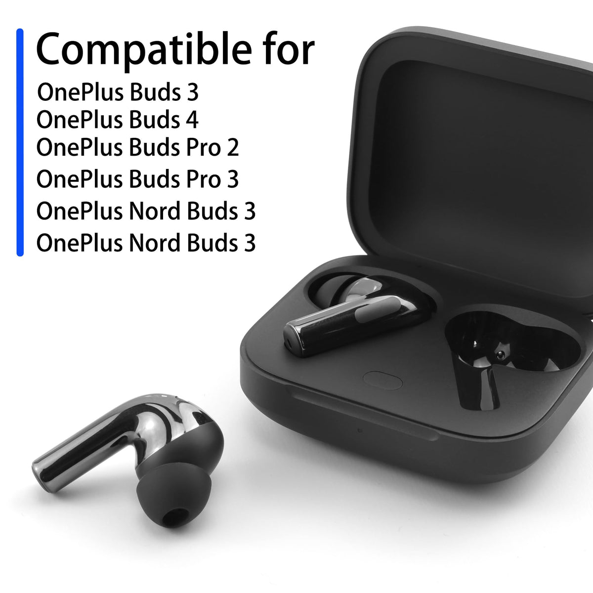 NANLANFAN Replacement Silicone Ear Tips for OnePlus Buds 4 / Buds 3 / Buds Pro 3 / Buds Pro 2 / Nord Buds 3 / Nord Buds 3 Pro Earbuds, 3 Pairs (Black