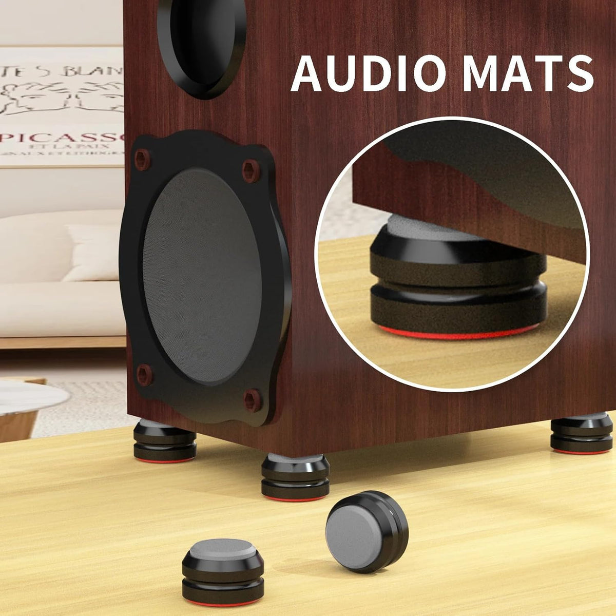 Preffair Audio Speaker Aluminum/Silicone Isolation Feet Turntable Damper Vibration Stopper Stand Absorption Shock Pad for Amplifier Preamp DAC Devices 4Pcs (Gray, 1.73"x1.18")
