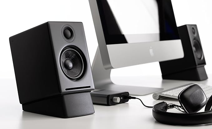 Audioengine A2+ Desktop 24 Bit Wireless Bluetooth Desktop Speakers - 60W Computer Speakers for Music and Gaming (Pack of 2)