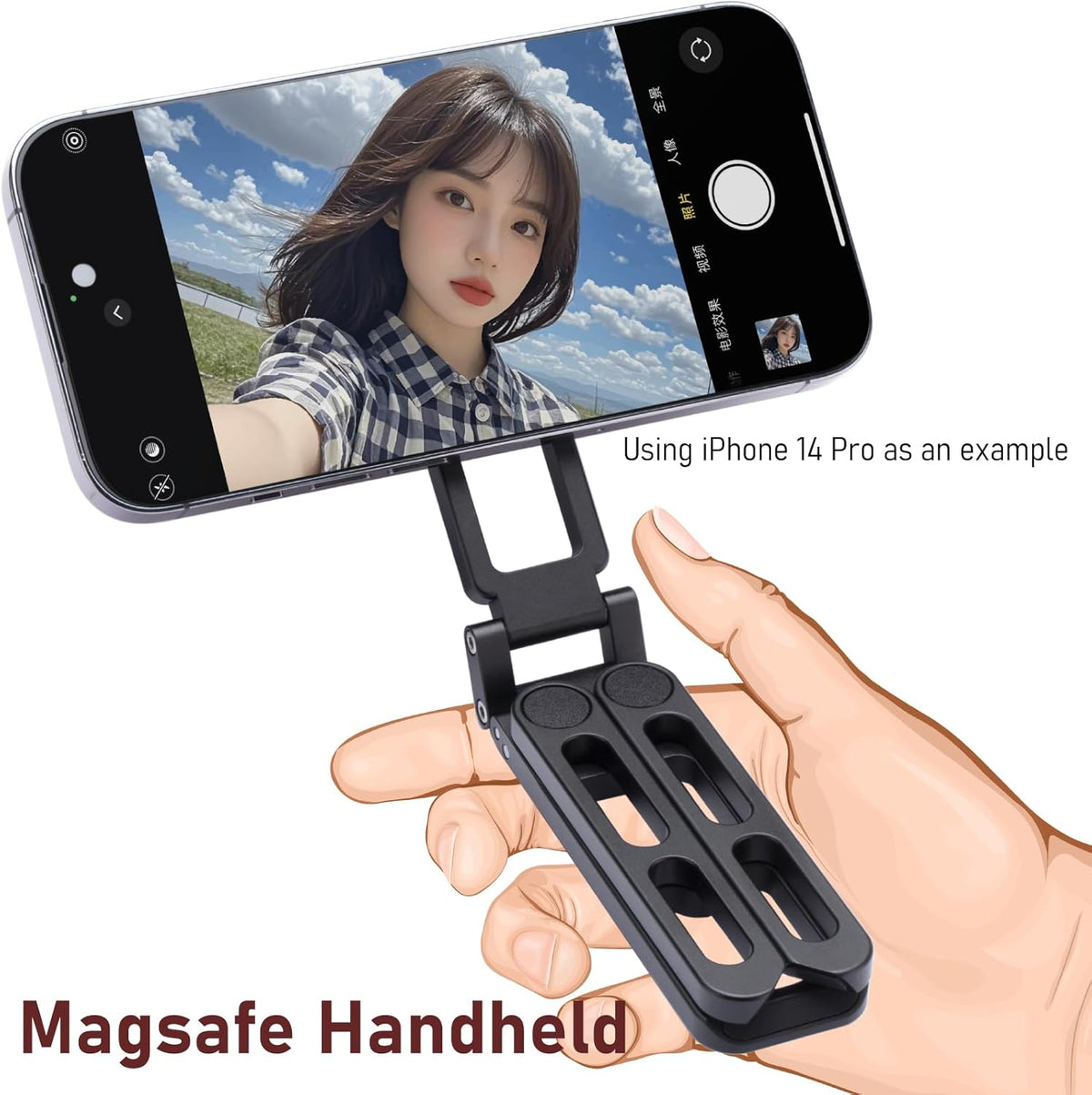 for MagSafe Pocket Tripod Stand – Magnetic Phone Stand for iPhone 16/15/14/13/12 Series | Adjustable Angle, 20 N52 Strong Magnets, Full Metal Build, Foldable & Mag Case Compatible