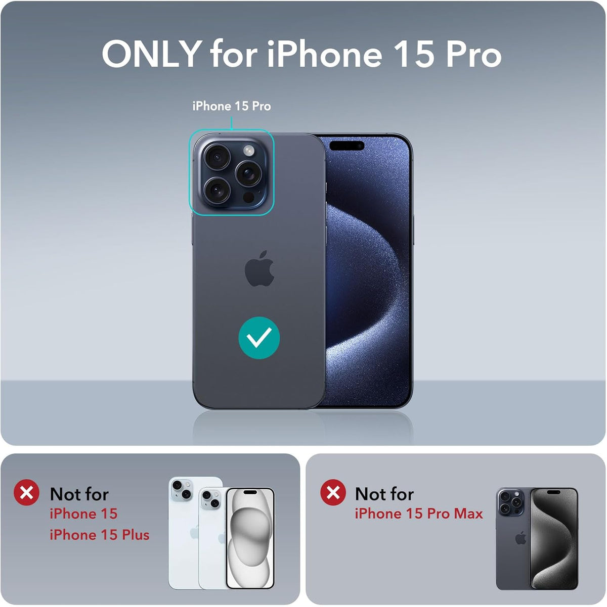 ESR Boost Series iPhone 15 Pro Case: Slim Clear Back, Metal Kickstand, 3 Stand Modes, Military-Grade Protection,