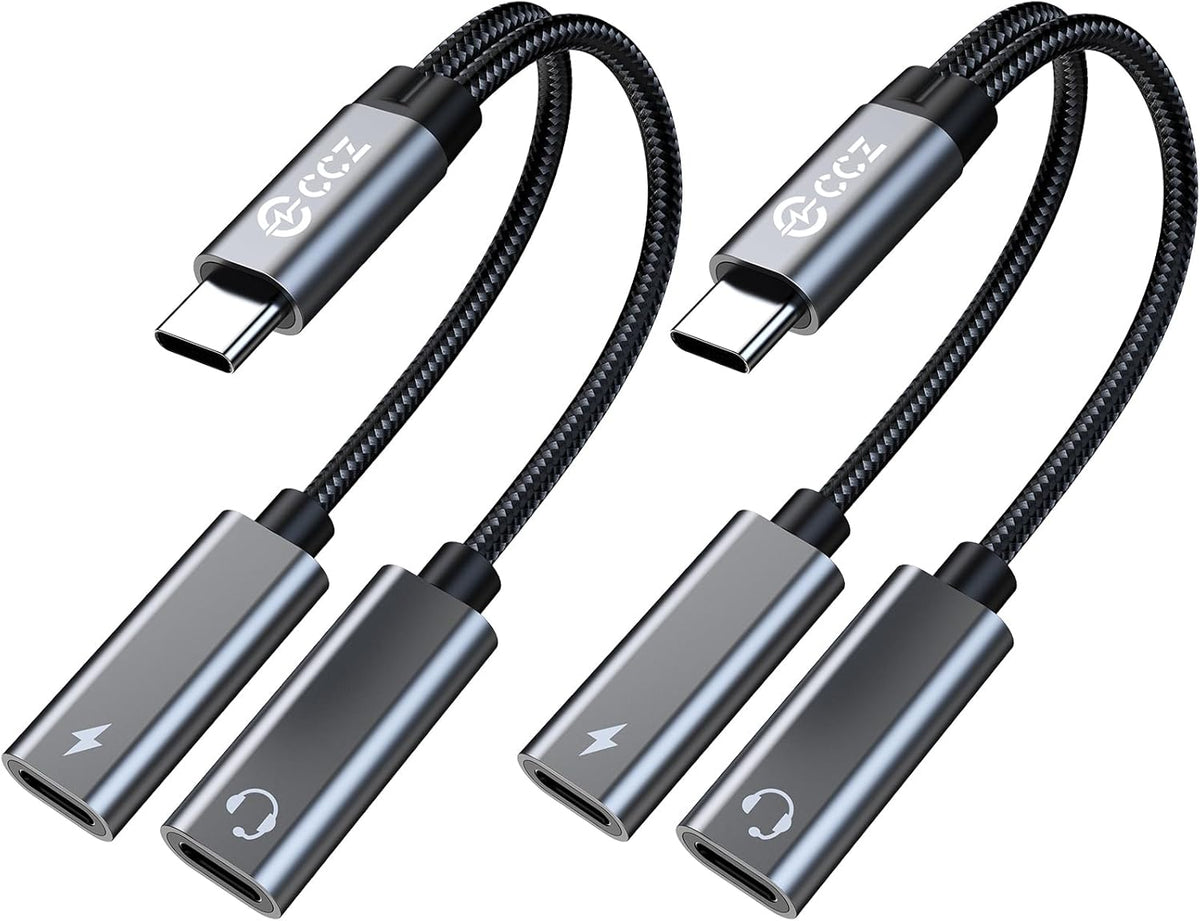 USB C Splitter,1 in 2 Out Dual USB C Type Headphone and Charger Audio Adapter,Hi-Fi Sound Quality Type C Headphone Adapter and Charging Dongle Cable Compatible with Phone 16/15 Pro Max(USB-USB,2Pack)