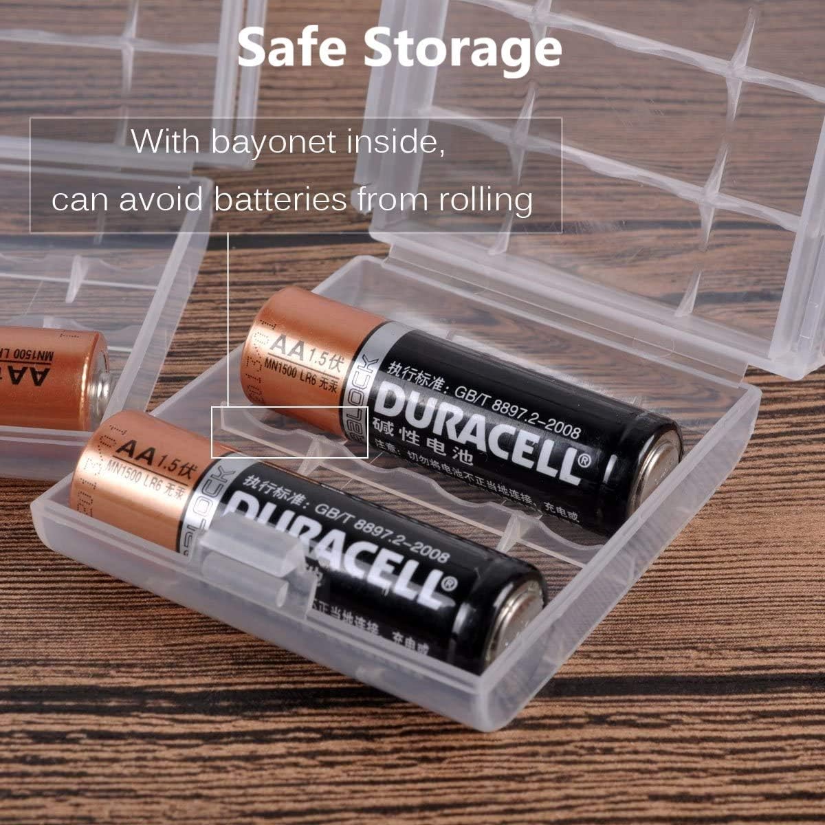 Battery Case for AA/AAA Batteries - Compact Portable Organizer Storage Case, Clear Protective for Home/Office/Travel (4